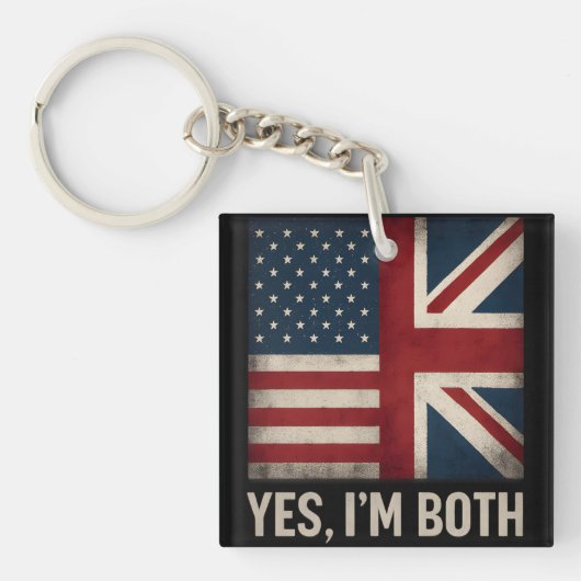 アメリカとイギリスの国旗を重ねたデザイン 英国とアメリカ両方の誇り キーホルダー (正面)