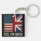 アメリカとイギリスの国旗を重ねたデザイン 英国とアメリカ両方の誇り キーホルダー (裏面)