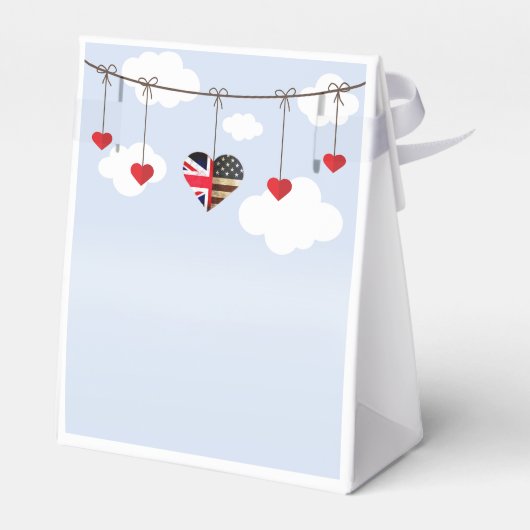 アメリカとイギリスの国旗、王室のハート結婚の フェイバーボックス (裏面サイド)