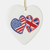 アメリカとイギリスの旗のハート セラミックオーナメント (右)