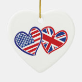 アメリカとイギリスの旗のハート セラミックオーナメント (裏面)