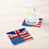 アメリカとイギリスの旗王室の結婚は スクエアペーパーコースター (インサイチュ)