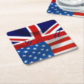 アメリカとイギリスの旗王室の結婚は スクエアペーパーコースター (アングル)
