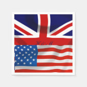 アメリカとイギリスの旗王室の結婚は スタンダードカクテルナプキン (正面)