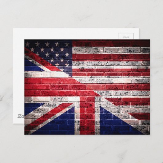 アメリカとイギリス国旗。 ポストカード (正面/裏面)