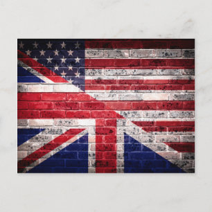 アメリカとイギリス国旗。 ポストカード