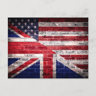 アメリカとイギリス国旗。 ポストカード