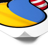 アメリカとウクライナのハーフ アメリカ国旗 ウクライナ生まれ ポスター (角)