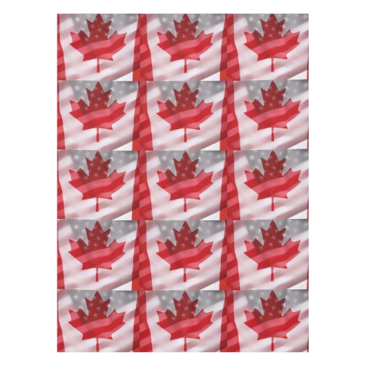 アメリカとカナダの国旗 テーブルクロス (正面)