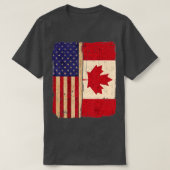 アメリカとカナダ国旗のルーツレース市民カナディア Tシャツ (デザイン正面)