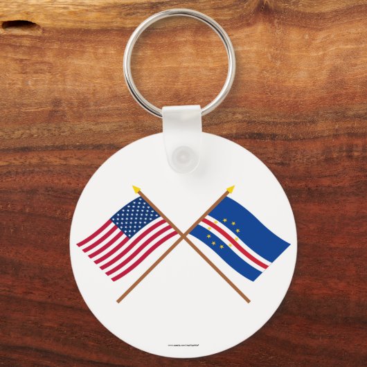 アメリカとカーボベルデが旗を越えた キーホルダー (正面)