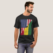 アメリカとガーナの国旗ハーフ&ハーフ デザイン Tシャツ (正面フル)