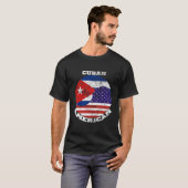 アメリカとキューバのハーフ国旗デザイン Tシャツ (正面フル)