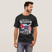 アメリカとキューバ国旗ハーフキューバ半アメリカ Tシャツ (正面フル)
