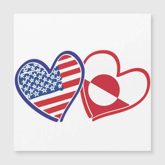 アメリカとグリーンランドの国旗ハート (正面)