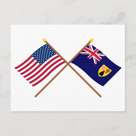アメリカとタークス・カイコス諸島のクロスした旗 ポストカード (正面)