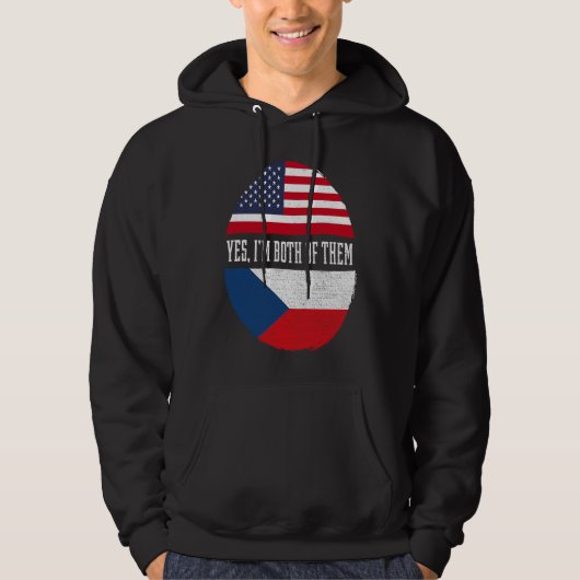 アメリカとチェコのハーフUSAフラグチェコ共和国 H パーカ (正面)