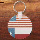 アメリカとテキサス州国旗USA赤白・青 キーホルダー (正面)
