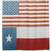 アメリカとテキサス州国旗USA赤白・青 シャワーカーテン (正面)