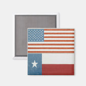 アメリカとテキサス州国旗USA赤白・青 マグネット (正面/裏面)