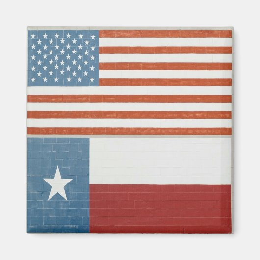 アメリカとテキサス州国旗USA赤白・青 マグネット (正面)