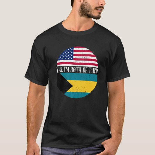 アメリカとバハマのヴィンテージフラグYes私は両方の Tシャツ (正面)