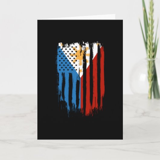 アメリカとフィリピンのハーフ フィリピン国旗 カード (正面)
