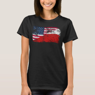 アメリカとポーランドの国旗が六で一つに結合した Tシャツ