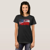 アメリカとポーランドの国旗が六で一つに結合した Tシャツ (正面フル)