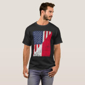 アメリカとポーランドの国旗 半分こデザイン Tシャツ (正面フル)