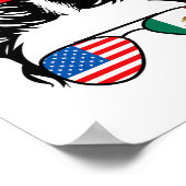アメリカとメキシコハーフの女の子 USAメキシコ国旗 パ ポスター (角)