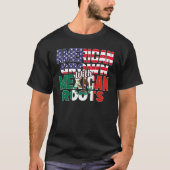 アメリカとメキシコ国旗メキシコのルーツ半米半 Tシャツ (正面)