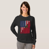 アメリカとモロッコの国旗 半分ずつデザイン Tシャツ (正面フル)