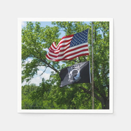 アメリカと捕虜の国旗 スタンダードカクテルナプキン (正面)