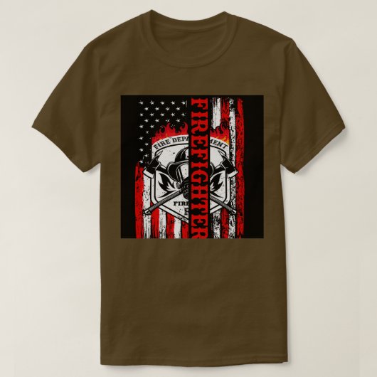 アメリカと消防士 Tシャツ (デザイン正面)