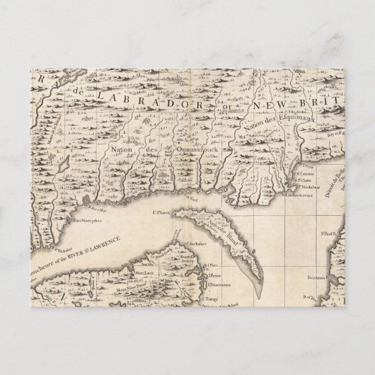 アメリカにおけるイギリス帝国の地図シート3 ポストカード (正面)