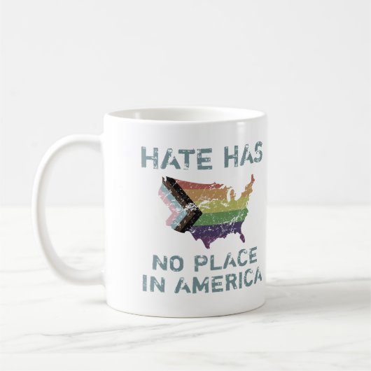 アメリカには憎しみは無い コーヒーマグカップ (左)