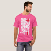 アメリカにイエスが必要 キリスト教の信仰 愛国的なギフト Tシャツ (正面フル)