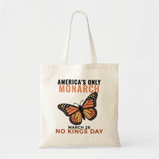 アメリカに君主はいらない 君主制反対の日 モナークバタフライ トートバッグ (正面)