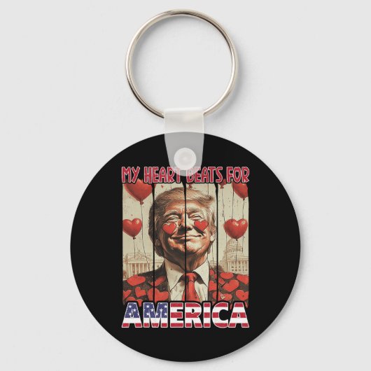アメリカに心臓はくっきゅん トランプ バレンタインデー 5 キーホルダー (正面)