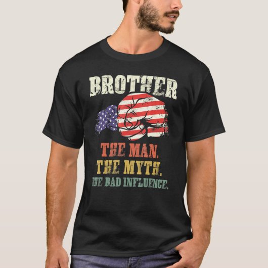 アメリカに悪い影響を与える神話の兄弟 Tシャツ (正面)