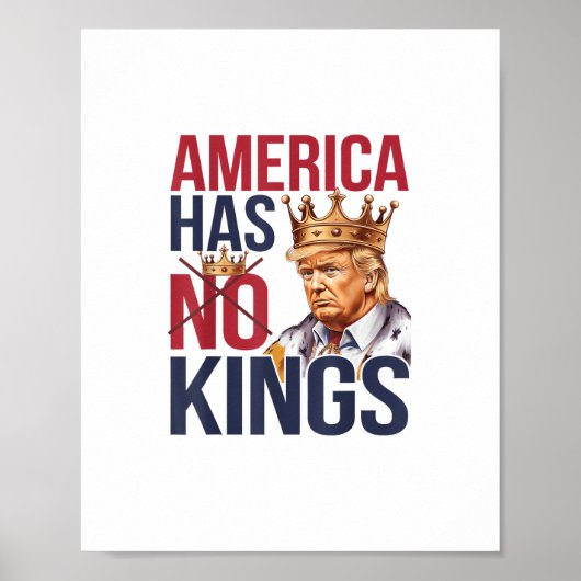 アメリカに王様はいない面白い政治Tシャツ ポスター (正面)