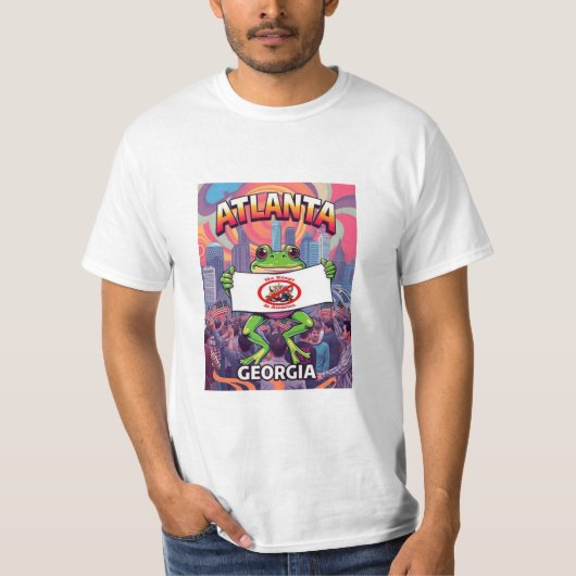 アメリカに王様はいない アトランタ ジョージア カエル Tシャツ (正面)