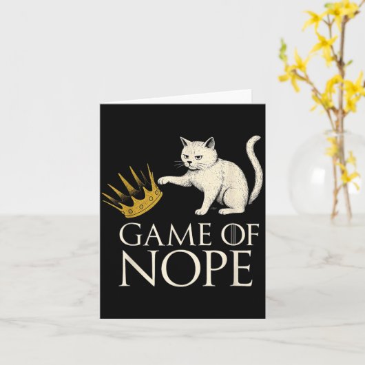 アメリカに王様はいない 面白い黒猫が王冠を蹴る カード (黄色い花)