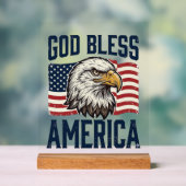 アメリカに祝福を イーグル愛国ベクター デザイン 1 アクリルサイン (ニュートラル)