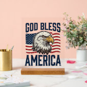 アメリカに祝福を イーグル愛国ベクター デザイン 1 アクリルサイン (ウェディング)