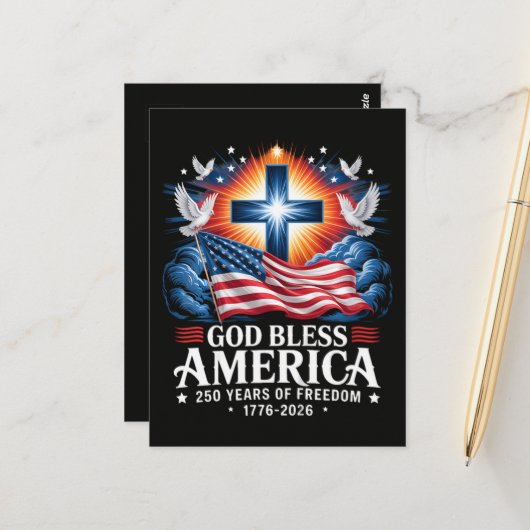 アメリカに祝福を 250周年 1776-2026 ポストカード (正面/裏面インサイチュ)