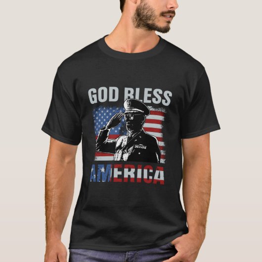 アメリカに神の祝福を サングラス USAフラグ 4T 愛国心 Tシャツ (正面)