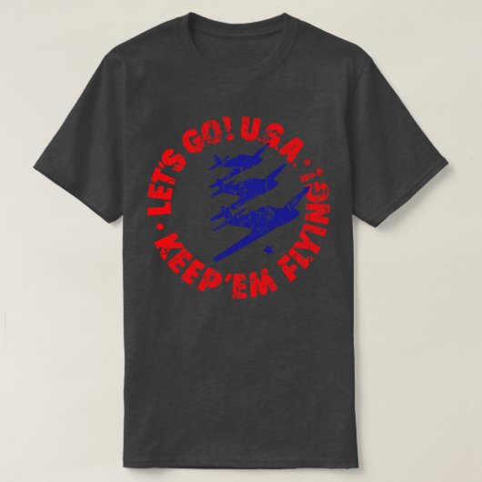 アメリカに行こう飛んでいる Tシャツ (デザイン正面)