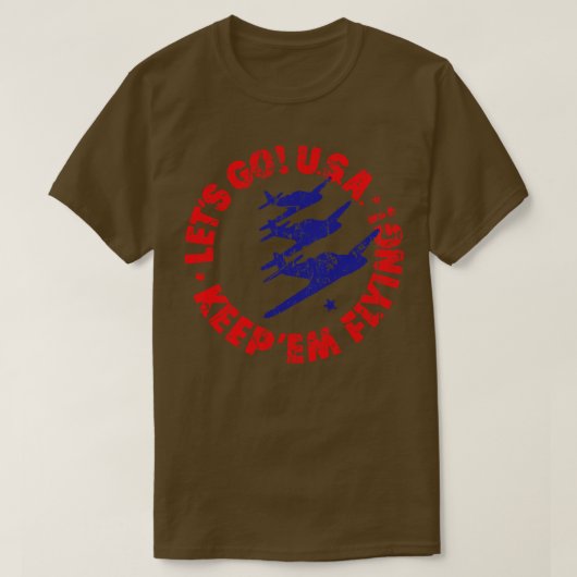 アメリカに行こう飛んでいる Tシャツ (デザイン正面)